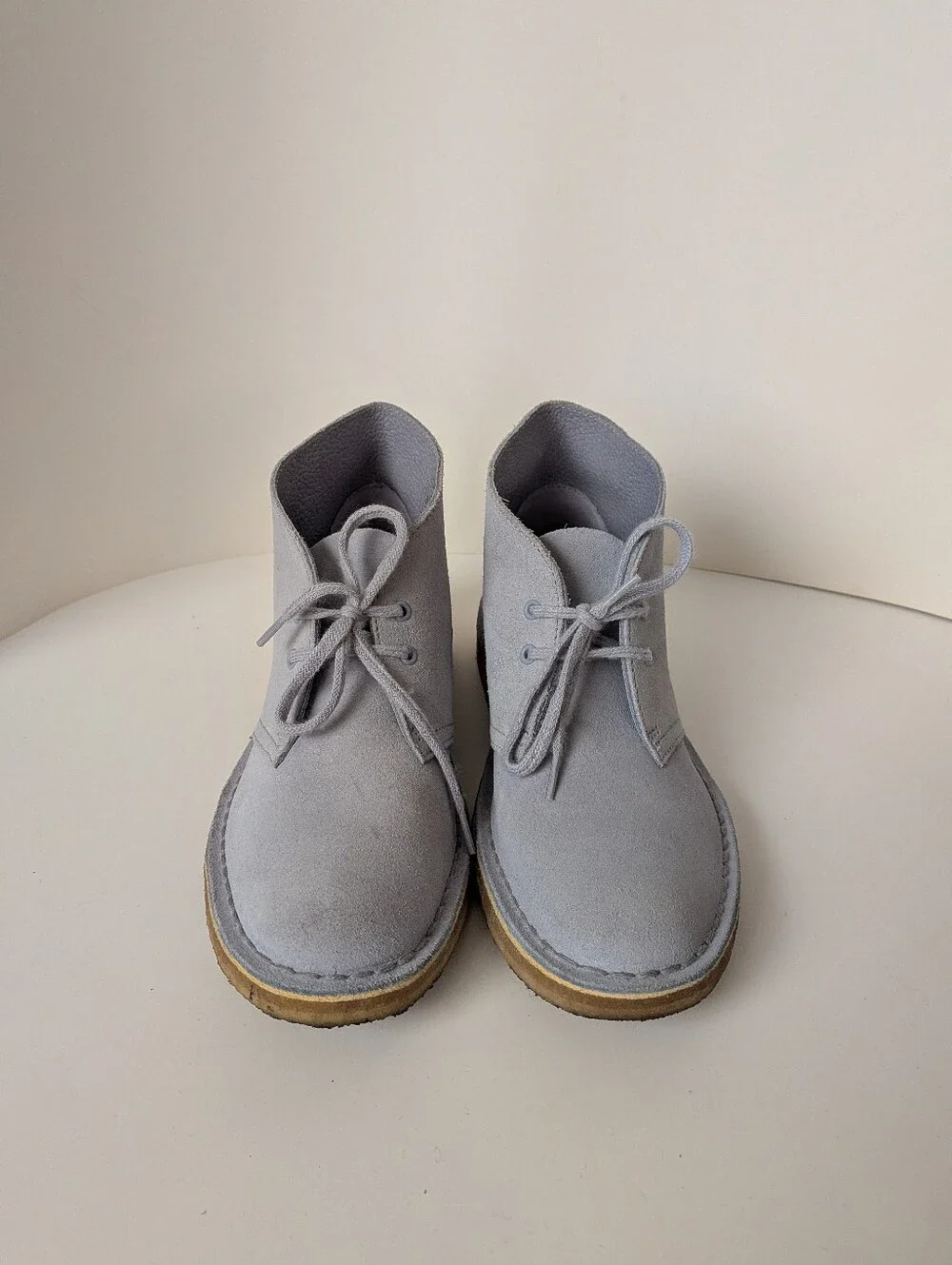 Clarks Suede Lace-Up Ankle Boots in Light Grey